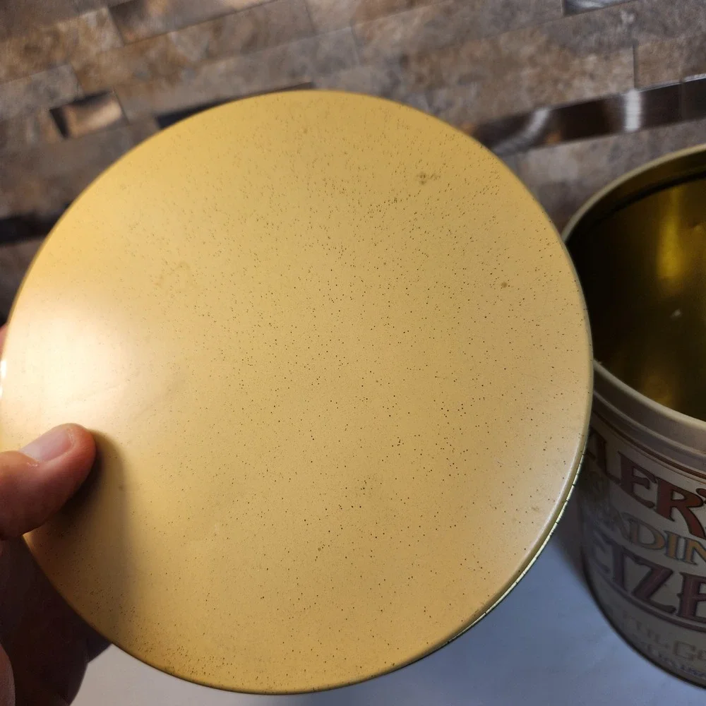 Vintage Intrigue Potato Chip & Pretzel Tin Canister Set Made in England Cream